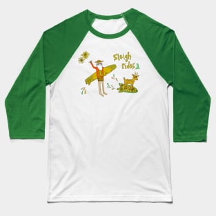 sleigh rides // christmas cheer // retro surf art by surfy birdy Baseball T-Shirt